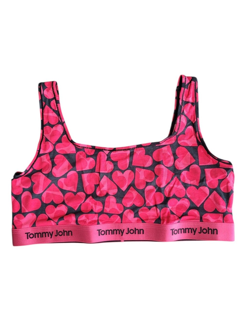 TOMMY JOHN Cropped Hearts Second Skin Scoop Bralette Size XL